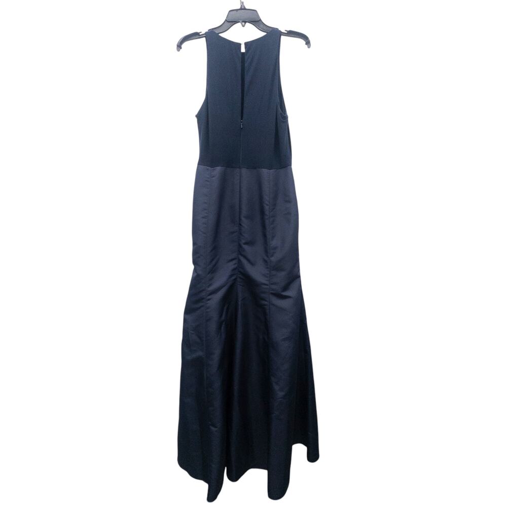 Alfred Sung D737 Mikado Trumpet Gown Women 10 Midnight Blue Sleeveless Formal - Picture 2 of 6